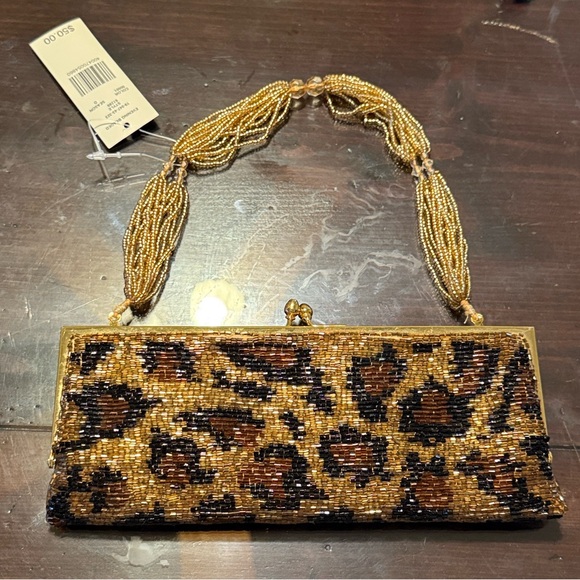 Valerie Stevens Gold and Brown Beaded Clutch - Picture 1 of 1